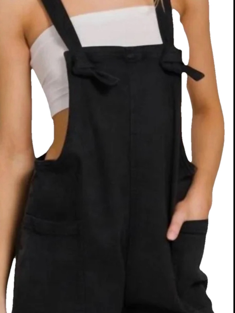 Zenana Outfitters Black Strap Overalls NWOT
